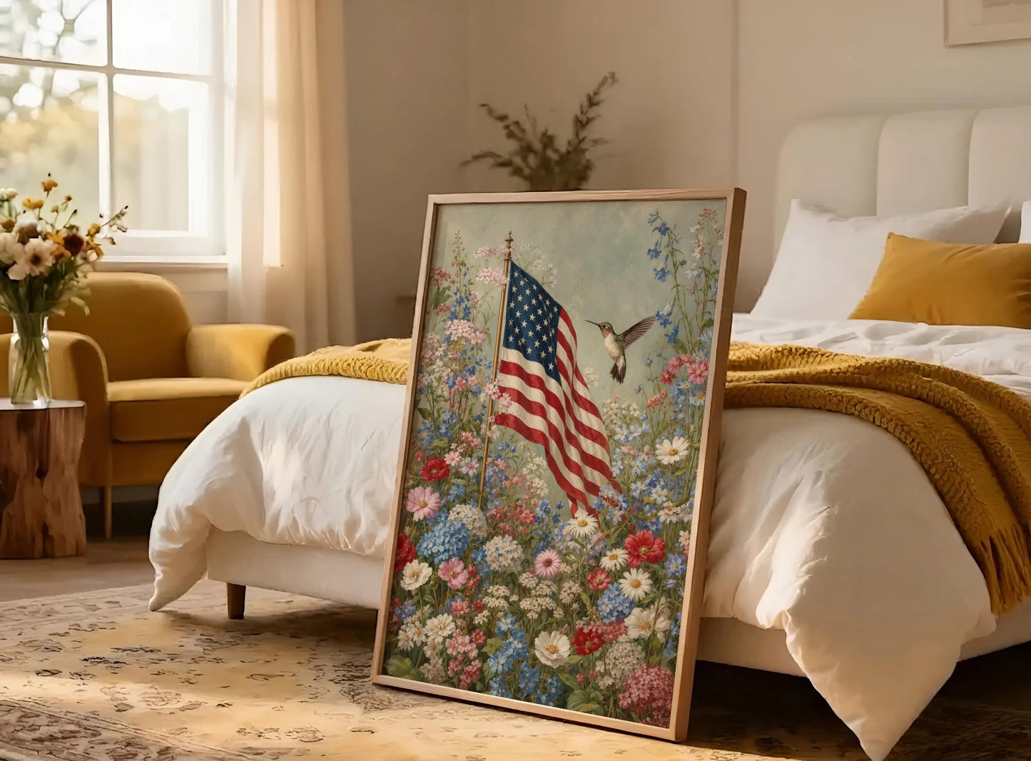 American Flag Wall Art, Patriotic Wall Art,American Decor,flower