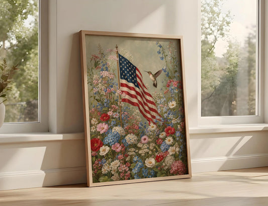 American Flag Wall Art, Patriotic Wall Art,American Decor,flower