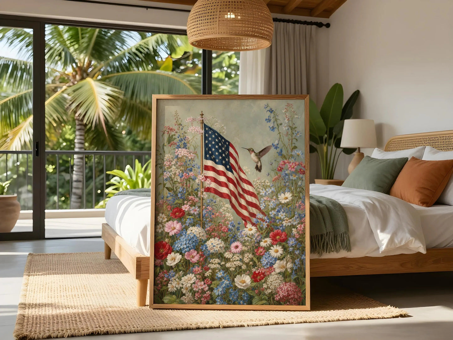 American Flag Wall Art, Patriotic Wall Art,American Decor,flower