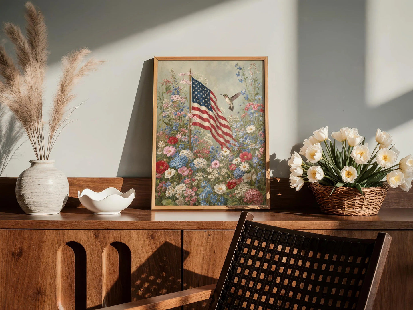 American Flag Wall Art, Patriotic Wall Art,American Decor,flower